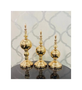 Dekoratif Metal Küre Gold Üçlü Obje