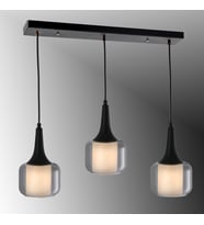 TT603-3S-FULLSY TT Aydınlatma Mat Siyah 3 lü Silindir Çift Camlı Sıralı Avize