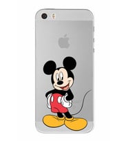 Apple iPhone 5SE Uyumlu Kamera Korumalı Tıpalı Kapak Mickey Mouse TasarımlıŞeffaf Kılıf