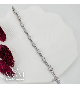 Rodyum Zirkon Taşlı Pirinç Bileklikler 17+2 Cm - Kbl0062