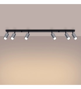 RİOLIGHT MODERN SİYAH METAL GÖVDE KROM HAREKETLİ BAŞLIK 6LI LED SPOT AVİZE(AMPÜL DAHİL)UZUNLUK 120CM