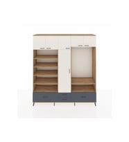 Hyperion Dolap 18 Raflı 4 Çekmeceli Tek Askılı 220x44x243 Çam-Aytaşı/Antrasit