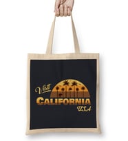 Visit California USA Sunset Retro Font Bez Çanta Uzun Saplı