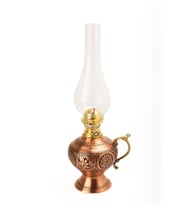 El İşlemeli Gaz Lambası, 38cm, 0,8mm Kalınlık, Gaziantep Dmt Bakır (Krem)