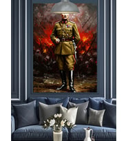Mustafa Kemal Atatürk Askeri Üniformalı Dekoratif Kanvas - Mdf Ahşap Tablo