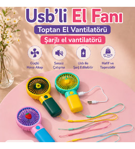 Mini Şarjlı USB El Fanı Taşınabilir Vantilatör Renkli 15x8 Cm