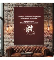 TÜRKÇÜLÜK SÖZ KANVAS TABLO EV DUVAR SALON OFİS DÜKKAN İŞ YERİ HEDİYELİK DEKARASYON SÜSÜ (Çok Renkli)