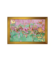 Soyut Şekiller Motifli Kanvas Tablo 50 x 70 cm Gold Çerçeve