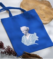 BK Gift Modern Art Tasarımlı Mavi Kumaş Bez Çanta, Baskılı Omuz Çantası, Alışveriş Çantası, Arkadaşa Hediye-1
