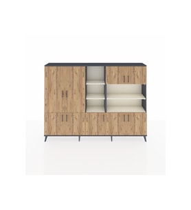 Arges Dolap 14 Raflı 9 Kapaklı 220x30x163 Antrasit-Çam/Aytaşı