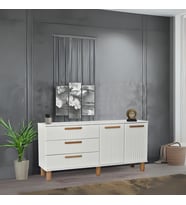 Dia Konsol 2 Kapaklı 3 Çekmeceli Beyaz Krem 160x80x43,5 Cm