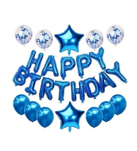 Mavi Happy Birthday Folyo Balon Set