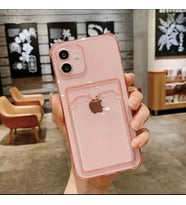 IPHONE 14 Pro Max Kartlıklı Şık ve Kaliteli Silikon Telefon Kılıfı (Pembe)