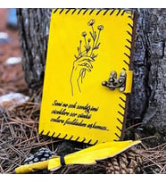 Sevgiliye Hediye Romantik Sözlü Deri Defter (Sarı)