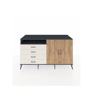 Kronos Konsol 3 Raflı 4 Çekmeceli 2 Kapaklı 176x59x99 Antrasit-Çam/Aytaşı