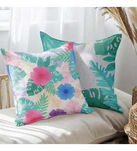 eJOYA Çiçek Tasarımlı 2'li Yastık İçi Ve Kırlent Kılıfı 45cm 113425