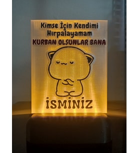 Kişiye Özel İsimli Hediyelik Kablolu Led Lamba - M13 - Kurban Olsunlar Bana (Amber)