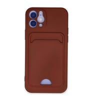 Newface Apple İphone 12 Kılıf Kelvin Kartvizitli Silikon - Bordo