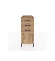 Kronos Komodin 3 Çekmeceli Tek Kapaklı 44x59x96 Çam-Çam