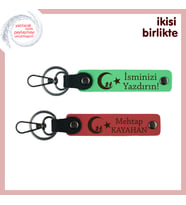 Dedeye Hediye – Çocuk Ve Ayyıldız Temalı İsimli 2’li Anahtarlık Takımı, F Yeşil-Nar Çiçeği