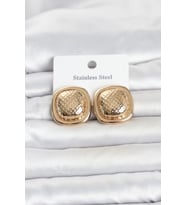 316L Çelik Gold Renk Düğme Model Kadın Küpe
