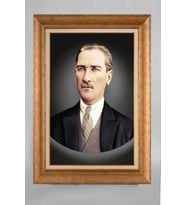 Altın Varaklı Paspartulu Çerçeveli Atatürk Tablo sd726