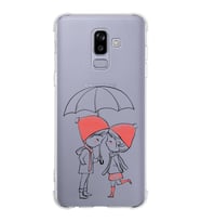 Samsung Galaxy J8 (2018)  Köşe Korumalı Antişok Kapak Aşk Tasarımlı Şeffaf Silikon Kılıf
