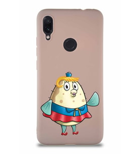 Xiaomi Redmi Note 7 Pro Soft Premier Kapak Bayan Puff Tasarımlı Silikon Kılıf - Pudra (Şeffaf)