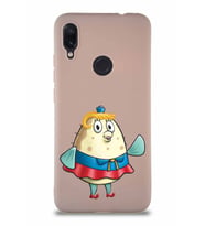 Xiaomi Redmi Note 7 Pro Soft Premier Kapak Bayan Puff Tasarımlı Silikon Kılıf - Pudra (Şeffaf)