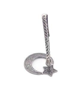 Ayyıldız 925 Ayar Oksitli Telkari Masaüstü Kalemlik 201022783
