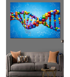 Dna Sarmalı Renkli Modern Sanat Dekoratif Kanvas - Mdf Ahşap Tablo