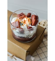 Kakao Kokulu Aromaterapi Kahve Parçacıklı Hediyelik Cupcake Mum