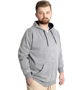 Mode XL Erkek Hırka Kapson Fermuarlı Steel Interlock 21600 Gri Melanj