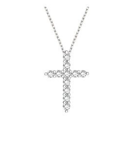 Beyaz Altın Taşlı Cross Kolye