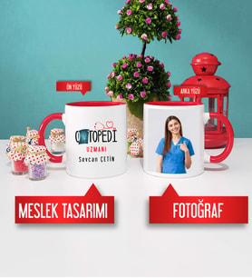 Ortopedi Uzmanı Kupa Bardak Kırmızı Fotoğraflı