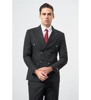 Siyah Bez Ayağı Kılıç Yaka Tam Astar Esnek 6 Drop Slim Fit Classic Takım Elbise 1001245173