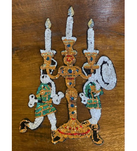 31X18 CM ÜTÜ İLE YAPIŞAN ŞAMDAN PAYETLİ 3 LÜ ŞAMDAN SET APLİKE ARMA YAMA