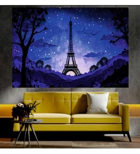 Gece Manzaralı Sanatsal Dekoratif Duvar Tablosu (70x100 cm)
