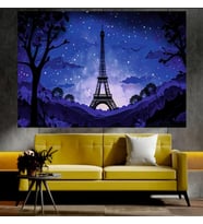 Gece Manzaralı Sanatsal Dekoratif Duvar Tablosu (70x100 cm)