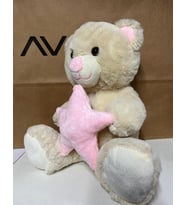 Oyuncak Peluş Sevimli Uyku Arkadaşı Yıldızlı Ayıcık 26 cm (Çok Renkli)