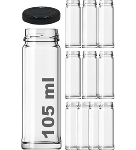 105 ml Metal Siyah Kapaklı Tuzluk Şeffaf Cam Kavanoz 10 Adet