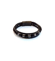 Obsidian Bead Core – Siyah Boncuk Detaylı Çift Kat Deri Erkek Bileklik-1422