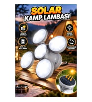 5 Kanatlı Katlanabilir Solar Kamp Lambası – Güneş Enerjili Şarjlı LED Aydınlatma