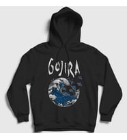 Presmono Unisex Siyah Kanagawa Wave Gojira Kapüşonlu Sweatshirt 292633tt