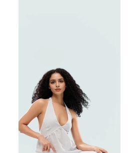 Rahat Kalıp Yazlık Bluz Ekose Polyester Karışımlı Dokuma Şık Görünüm Ve (Açık Mavi)
