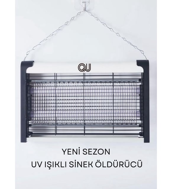 QU  Elektrikli Uv Sinek Öldürücü Zincirli Askılı 300SO (Beyaz - Siyah Mermer)