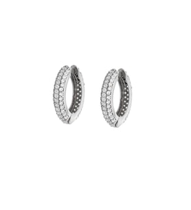 Starlight Diamond Zirkon Taşlı Maxi Halka Tasarım 925 Ayar Gümüş Küpe (Beyaz)