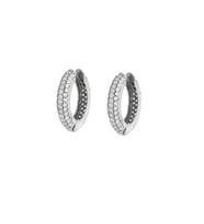 Starlight Diamond Zirkon Taşlı Maxi Halka Tasarım 925 Ayar Gümüş Küpe (Beyaz)