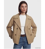 LCW Modest Kahverengi Kruvaze Yaka Oversize Kadın Trençkot