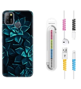 INFINIX Smart 4 5 6 Zero 8 S5 Pro Kılıf Kablo Koruma Spiral Silikon Mistik Çiçekler 1650